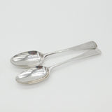 Early Georgian Sterling Silver Pair of Bright Cut Serving Spoons 1766 London