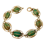 Edwardian Murrle Bennett 9ct Rose Gold & Turquoise Panel Bracelet Antique