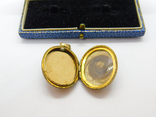 Victorian 9ct Gold Back & Front Horseshoe Mourning Locket Antique c1880