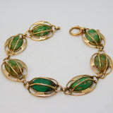 Edwardian Murrle Bennett 9ct Rose Gold & Turquoise Panel Bracelet Antique