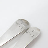 Early Georgian Sterling Silver Pair of Bright Cut Serving Spoons 1766 London