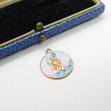 9ct Rose Gold & Sunset Tone Enamel St Christopher Travel Charm Pendant Vintage