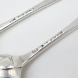 Early Georgian Sterling Silver Pair of Bright Cut Serving Spoons 1766 London