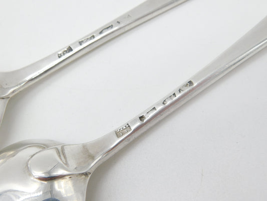 Early Georgian Sterling Silver Pair of Bright Cut Serving Spoons 1766 London