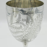 Victorian Sterling Silver Aesthetic Fern Pattern Goblet Chalice Antique London
