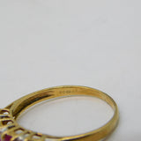 9ct Yellow Gold, Ruby & Diamond Four-Stone Dress Ring Vintage London