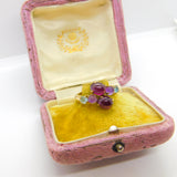 9ct Gold, Cabochon Garnet, Amethyst, Topaz Crossover Ring Vintage c1980