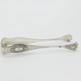 Victorian French Sterling Silver Floral Bear Claw Sugar Tongs Antique c1840