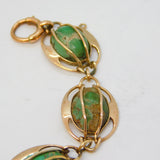 Edwardian Murrle Bennett 9ct Rose Gold & Turquoise Panel Bracelet Antique