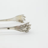 Victorian French Sterling Silver Floral Bear Claw Sugar Tongs Antique c1840