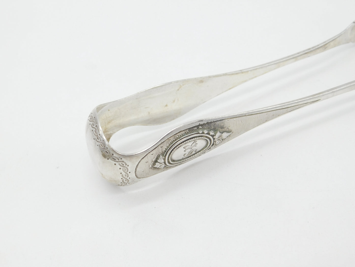 Victorian French Sterling Silver Floral Bear Claw Sugar Tongs Antique c1840