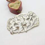 Australian Sterling Silver Daffodil Brooch Pin Antique c1920 Art Deco