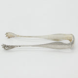 Victorian French Sterling Silver Floral Bear Claw Sugar Tongs Antique c1840