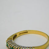 18ct Yellow Gold, 0.2ct Diamond & Emerald Seven-Stone Dress Ring Vintage