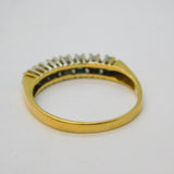 18ct Yellow Gold, 0.2ct Diamond & Emerald Seven-Stone Dress Ring Vintage