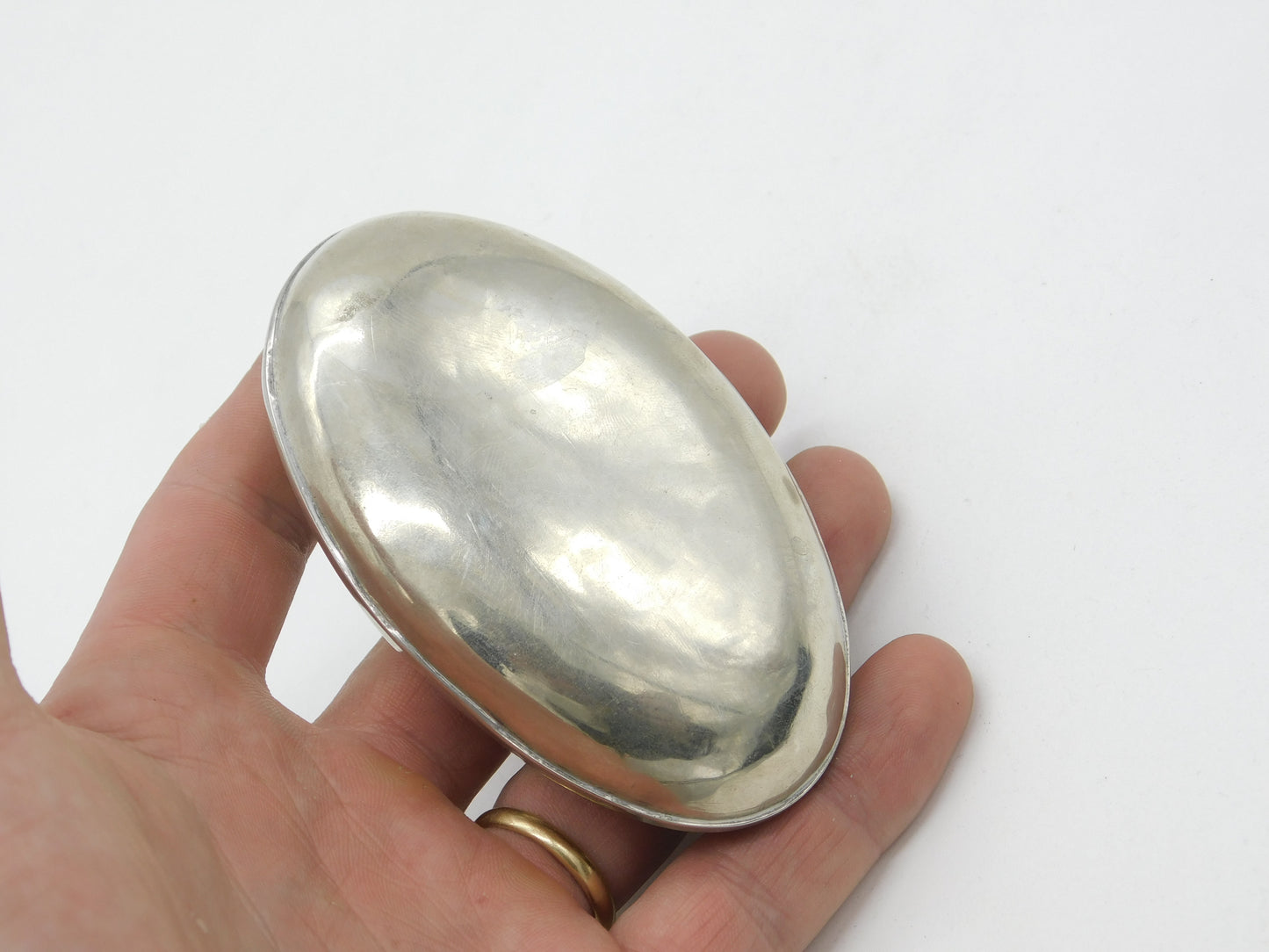 Edwardian Silver Plated Oval Form Snuff Box 'J. Coutts, 1908' Antique