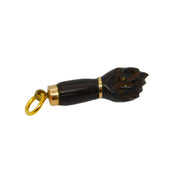 19th Century 9ct Gold, Carved Ebony Wood Figa Hand Pendant Antique c1880