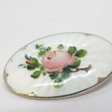 Ivar T. Holth Norway Sterling Silver Enamel Rose Brooch Pin Antique c1930