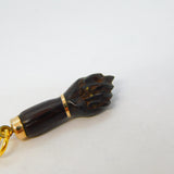 19th Century 9ct Gold, Carved Ebony Wood Figa Hand Pendant Antique c1880