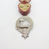 Victorian Silver Plated MacDonald Clan Crest Kilt Brooch Antique c1890
