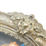 Victorian 800 Silver & Hand Painted Porcelain Holy Water Cistern c1880 Antique