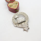 Victorian Silver Plated MacDonald Clan Crest Kilt Brooch Antique c1890