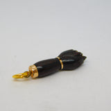 19th Century 9ct Gold, Carved Ebony Wood Figa Hand Pendant Antique c1880