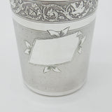 Art Nouveau French Sterling Silver Beaker with Bird & Dragon Motif Antique c1890