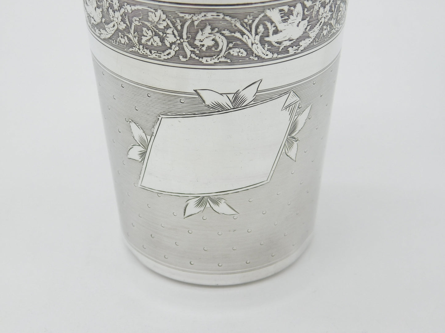 Art Nouveau French Sterling Silver Beaker with Bird & Dragon Motif Antique c1890