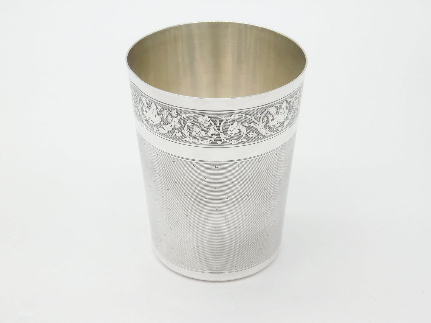 Art Nouveau French Sterling Silver Beaker with Bird & Dragon Motif Antique c1890