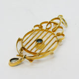 Edwardian 15ct Yellow Gold, Pearl & Blue Topaz Lavalier Drop Pendant Antique