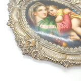 Victorian 800 Silver & Hand Painted Porcelain Holy Water Cistern c1880 Antique