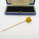 Large Victorian 18ct Yellow Gold & Ruby Eye Fox Mask Stick Pin Antique c1890
