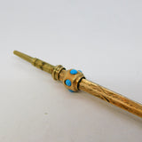 Victorian 9ct Yellow Gold Cased & Turquoise Set Propelling Pencil Antique c1860