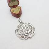 Edwardian Sterling Silver Classical Cherub Form Large Pendant 1903 London
