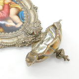 Victorian 800 Silver & Hand Painted Porcelain Holy Water Cistern c1880 Antique