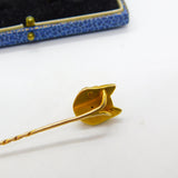 Large Victorian 18ct Yellow Gold & Ruby Eye Fox Mask Stick Pin Antique c1890
