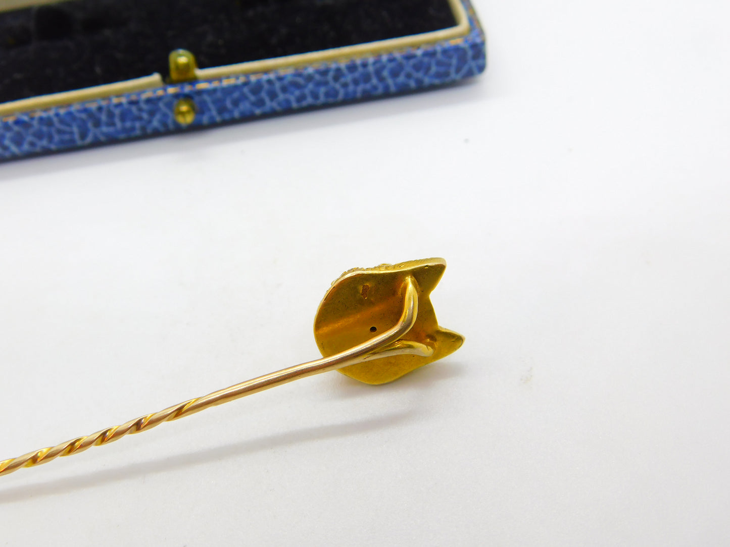 Large Victorian 18ct Yellow Gold & Ruby Eye Fox Mask Stick Pin Antique c1890