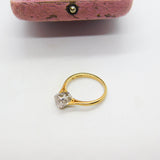 9ct Yellow Gold Diamond Paste Set Solitaire Ring Vintage 1982 Birmingham