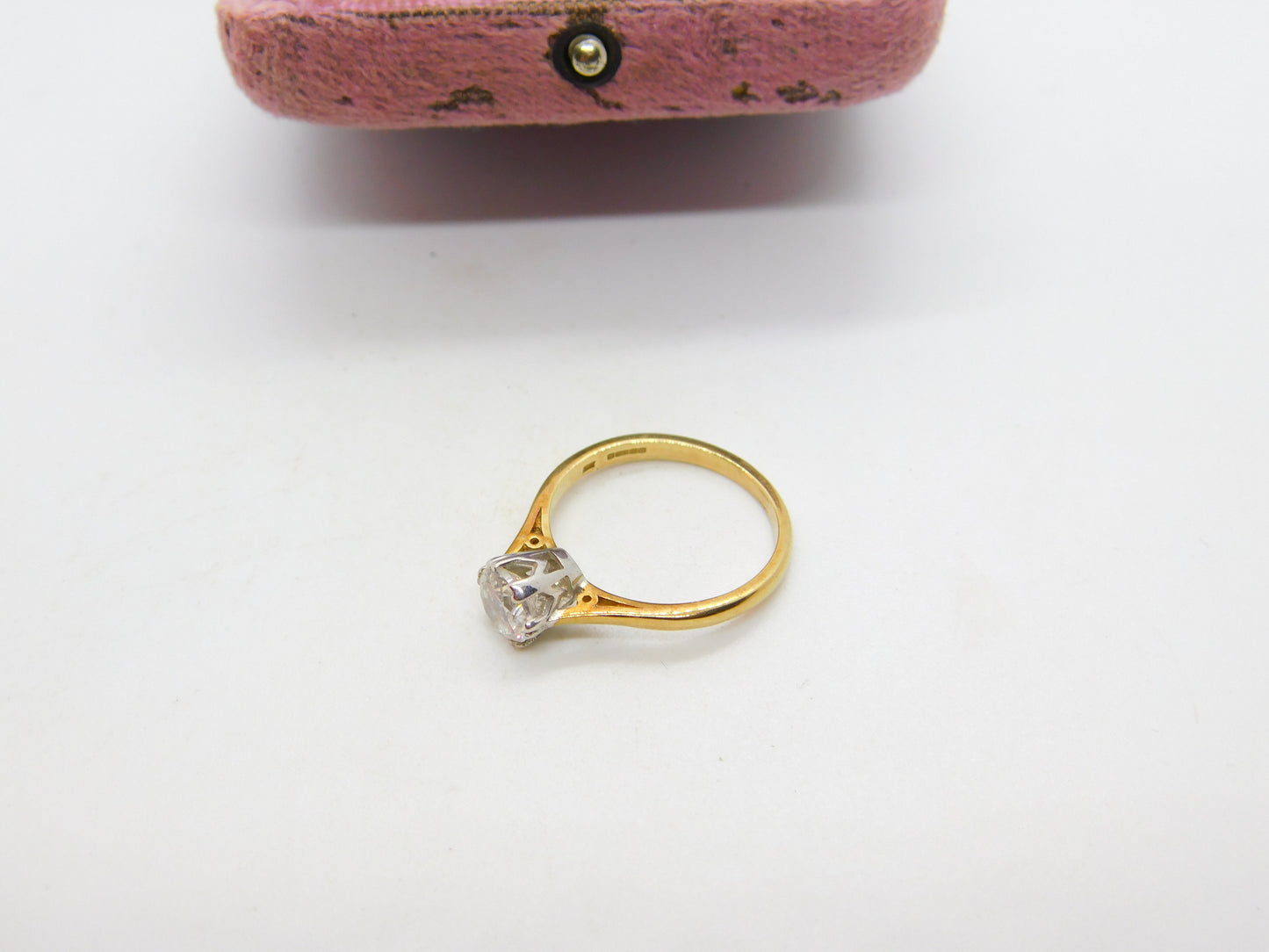 9ct Yellow Gold Diamond Paste Set Solitaire Ring Vintage 1982 Birmingham