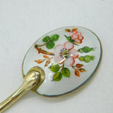 Boxed Set of Sterling Silver Gilt & Enamel Floral Teaspoons Vintage Birmingham