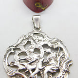 Edwardian Sterling Silver Classical Cherub Form Large Pendant 1903 London