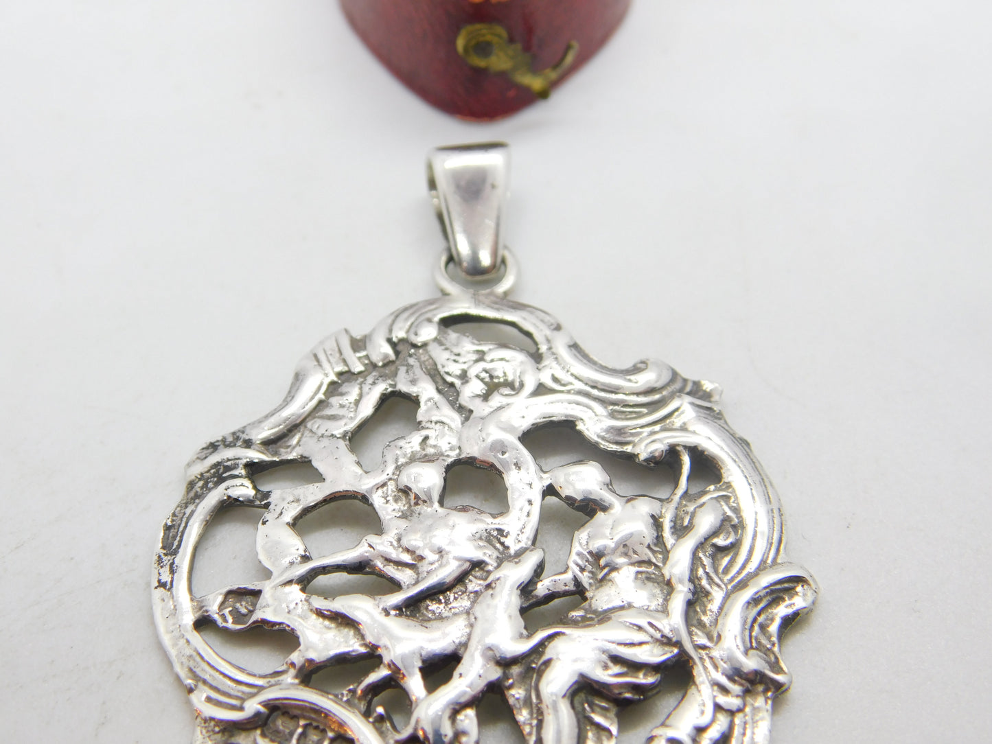 Edwardian Sterling Silver Classical Cherub Form Large Pendant 1903 London