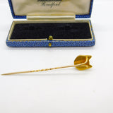 Large Victorian 18ct Yellow Gold & Ruby Eye Fox Mask Stick Pin Antique c1890