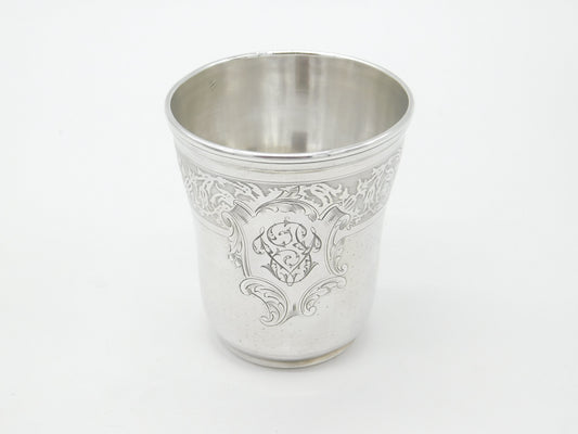 Art Nouveau French Sterling Silver Beaker with Acanthus Motif Antique c1890