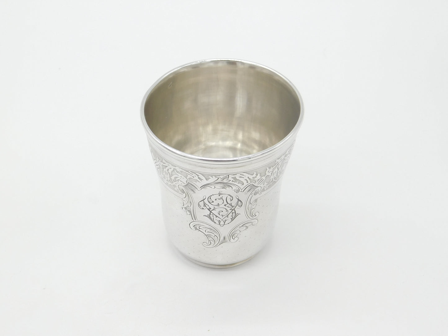 Art Nouveau French Sterling Silver Beaker with Acanthus Motif Antique c1890