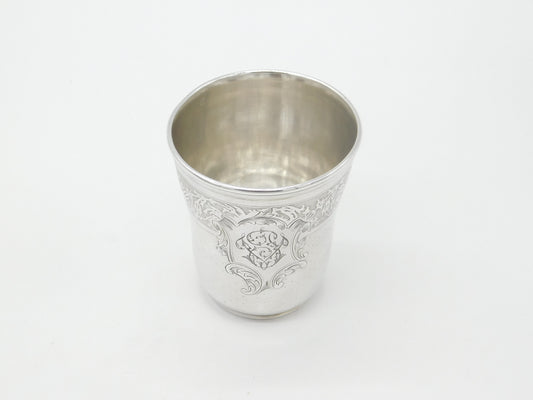 Art Nouveau French Sterling Silver Beaker with Acanthus Motif Antique c1890