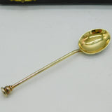 Boxed Set of Sterling Silver Gilt & Enamel Floral Teaspoons Vintage Birmingham