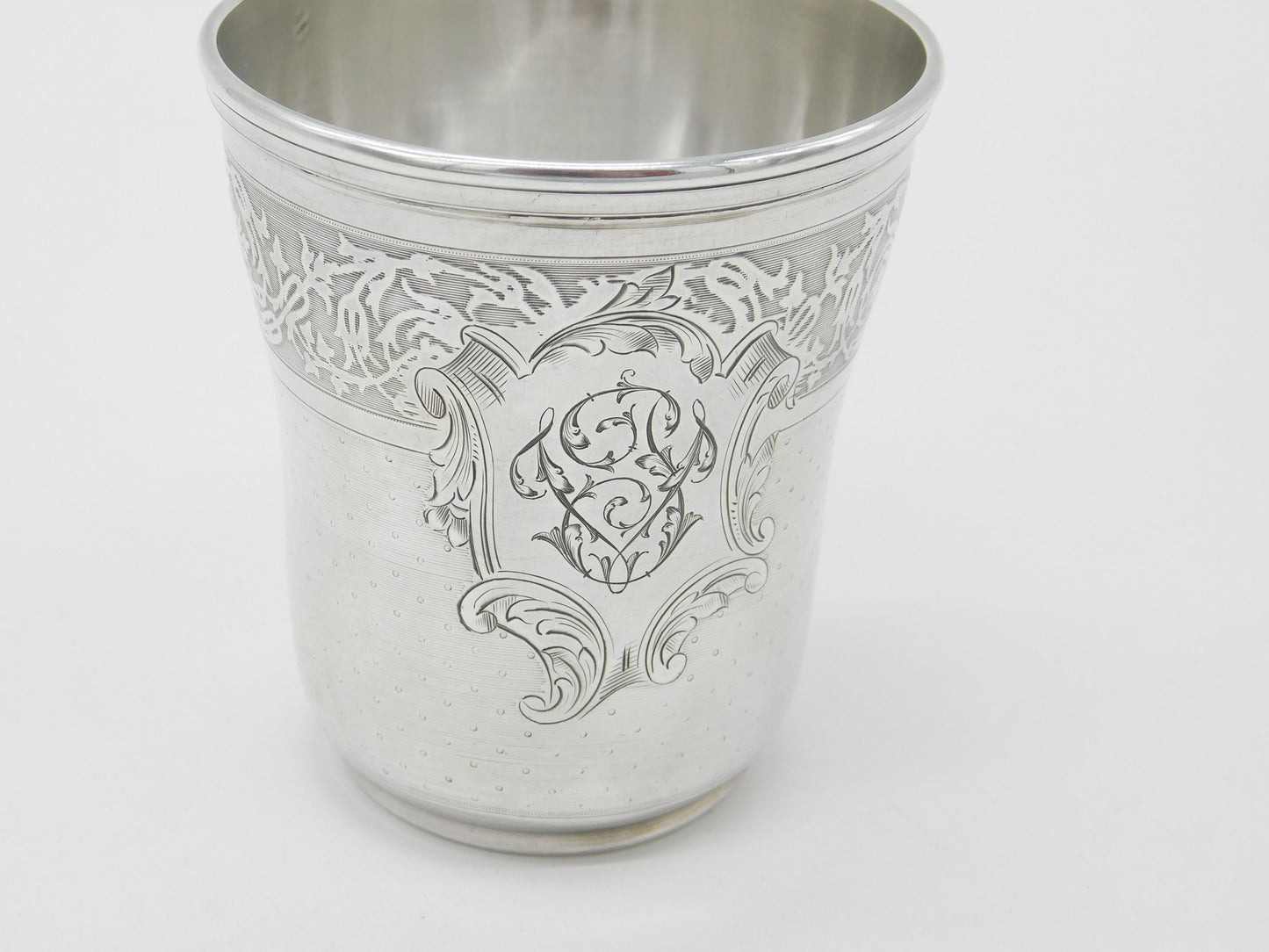 Art Nouveau French Sterling Silver Beaker with Acanthus Motif Antique c1890