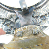 Victorian 800 Silver & Hand Painted Porcelain Holy Water Cistern c1880 Antique